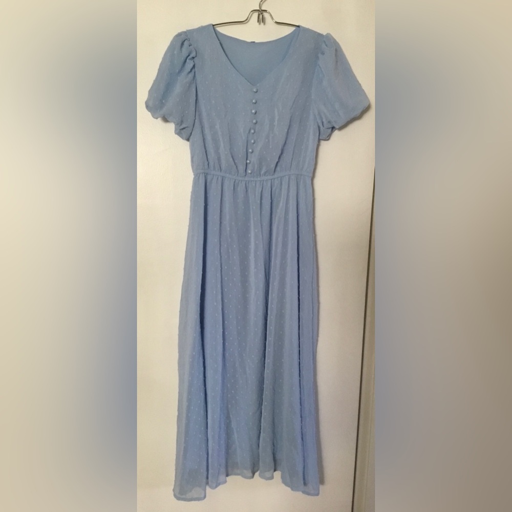 Light blue dress.